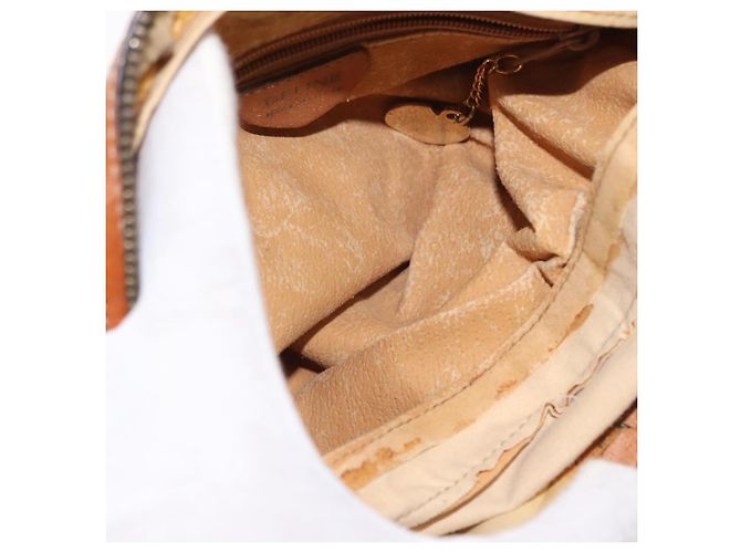 Céline Borsa a Spalla in Tela Macadam CELINE PVC Marrone Oro Auth 148213 D'oro - vista 11
