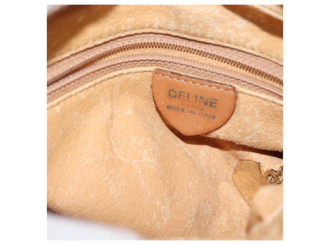 Céline Borsa a Spalla in Tela Macadam CELINE PVC Marrone Oro Auth 148213 D'oro - vista 20