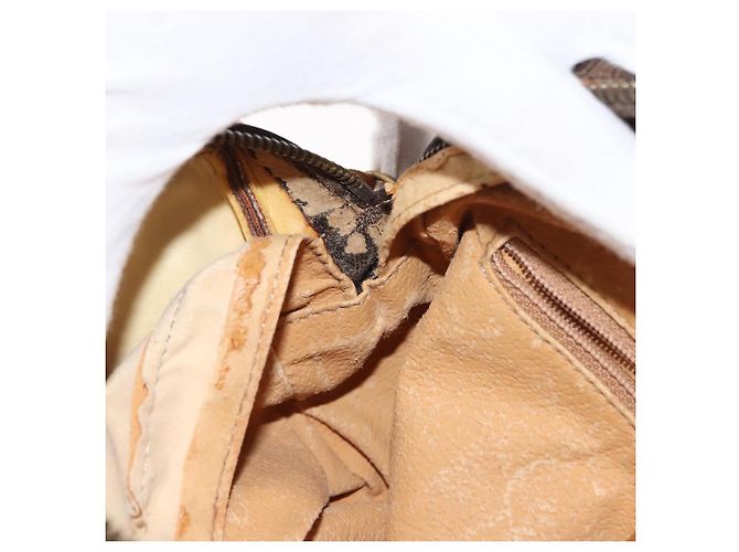 Céline Borsa a Spalla in Tela Macadam CELINE PVC Marrone Oro Auth 148213 D'oro - vista 22