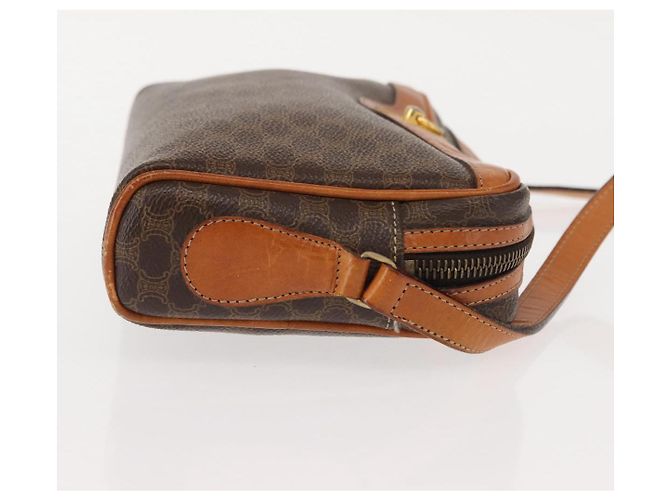 Céline Borsa a Spalla in Tela Macadam CELINE PVC Marrone Oro Auth 148213 D'oro - vista 3