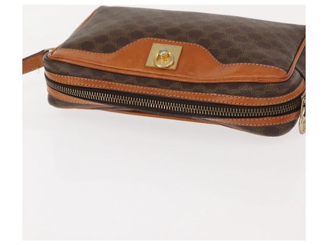 Céline Borsa a Spalla in Tela Macadam CELINE PVC Marrone Oro Auth 148213 D'oro - vista 6