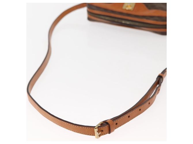 Céline Borsa a Spalla in Tela Macadam CELINE PVC Marrone Oro Auth 148213 D'oro - vista 7