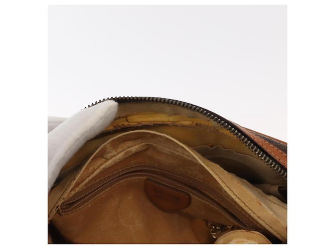 Céline Borsa a Spalla in Tela Macadam CELINE PVC Marrone Oro Auth 148213 D'oro - vista 9