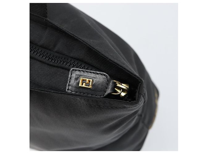 Borsa a mano FENDI in nylon nero e oro Auth ep11468 D'oro - vista 10