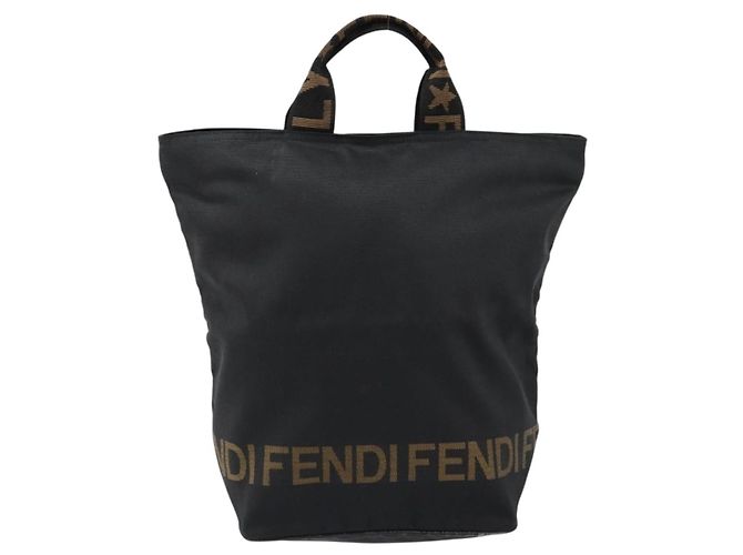 Borsa a mano FENDI in nylon nero e oro Auth ep11468 D'oro - vista 13