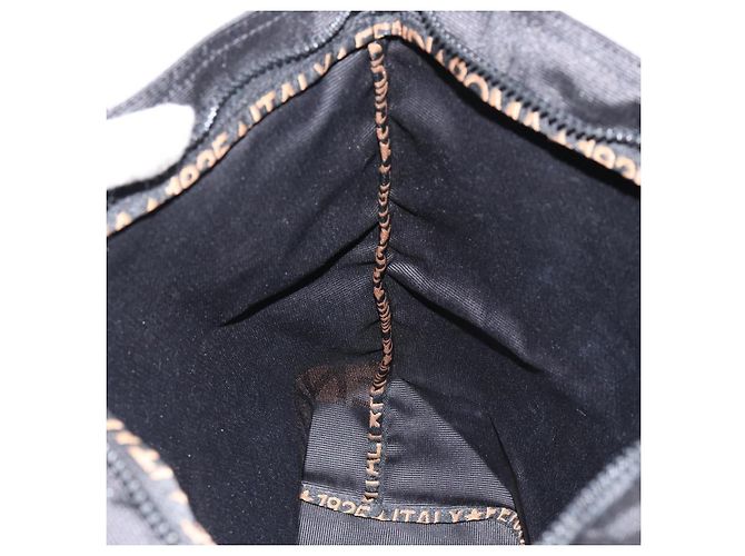 Borsa a mano FENDI in nylon nero e oro Auth ep11468 D'oro - vista 19