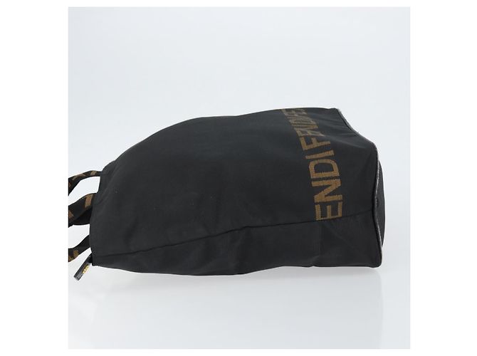 Borsa a mano FENDI in nylon nero e oro Auth ep11468 D'oro - vista 4