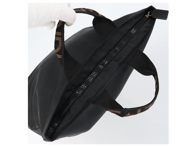 Borsa a mano FENDI in nylon nero e oro Auth ep11468 D'oro - vista 6