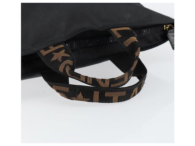 Borsa a mano FENDI in nylon nero e oro Auth ep11468 D'oro - vista 7