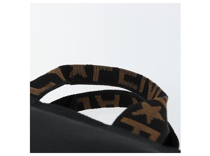 Borsa a mano FENDI in nylon nero e oro Auth ep11468 D'oro - vista 8