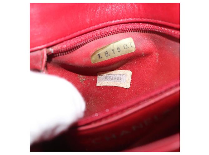 CHANEL Borsa a Spalla Matelassé in Pelle di Agnello Rossa Oro CC Auth 147088 Rosso D'oro - vista 11