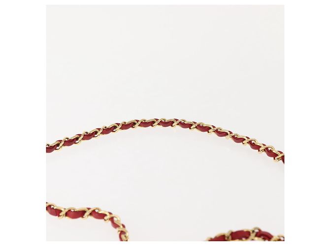 CHANEL Borsa a Spalla Matelassé in Pelle di Agnello Rossa Oro CC Auth 147088 Rosso D'oro - vista 14