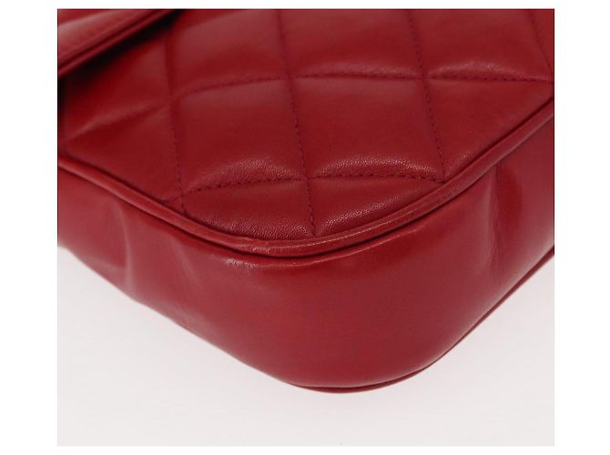 CHANEL Borsa a Spalla Matelassé in Pelle di Agnello Rossa Oro CC Auth 147088 Rosso D'oro - vista 15