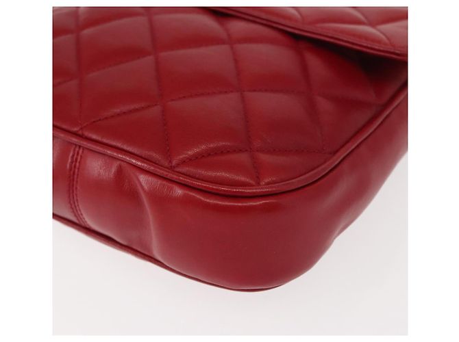 CHANEL Borsa a Spalla Matelassé in Pelle di Agnello Rossa Oro CC Auth 147088 Rosso D'oro - vista 16