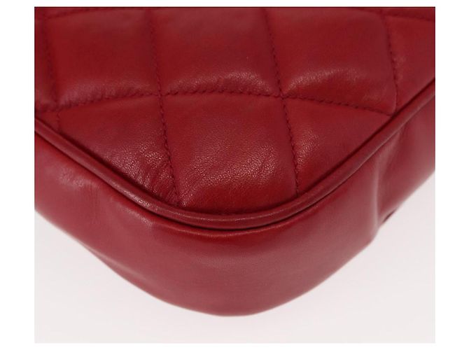 CHANEL Borsa a Spalla Matelassé in Pelle di Agnello Rossa Oro CC Auth 147088 Rosso D'oro - vista 17