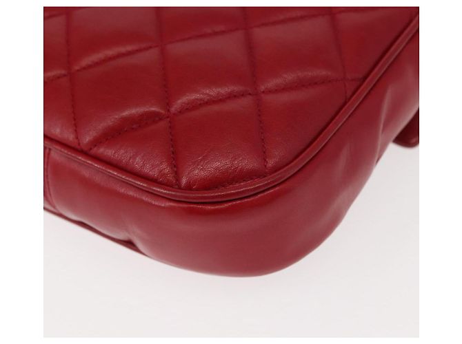 CHANEL Borsa a Spalla Matelassé in Pelle di Agnello Rossa Oro CC Auth 147088 Rosso D'oro - vista 18