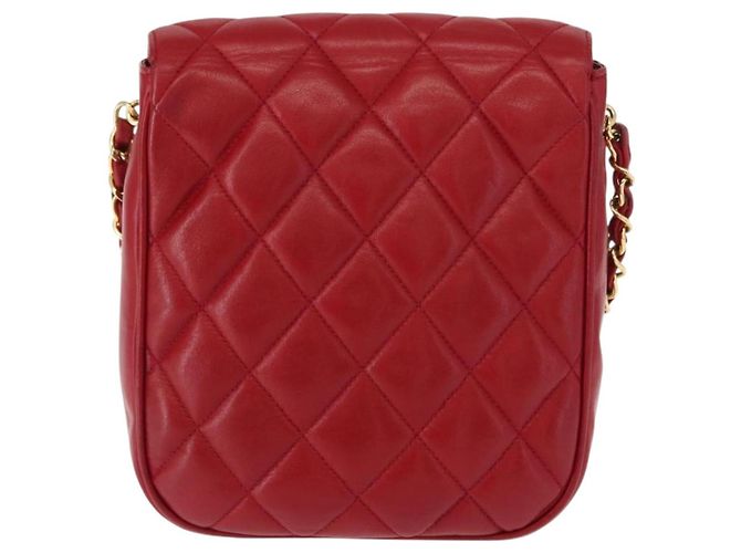 CHANEL Borsa a Spalla Matelassé in Pelle di Agnello Rossa Oro CC Auth 147088 Rosso D'oro - vista 2