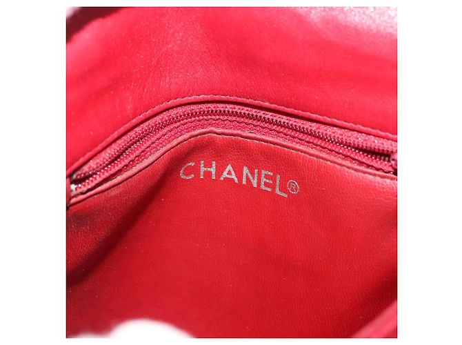 CHANEL Borsa a Spalla Matelassé in Pelle di Agnello Rossa Oro CC Auth 147088 Rosso D'oro - vista 21