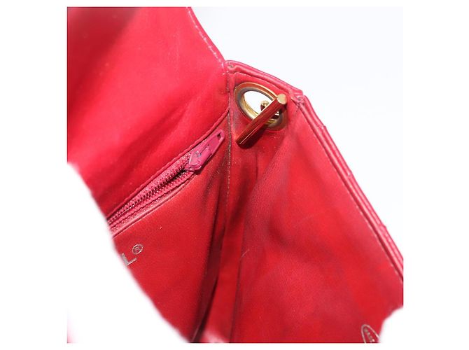 CHANEL Borsa a Spalla Matelassé in Pelle di Agnello Rossa Oro CC Auth 147088 Rosso D'oro - vista 22