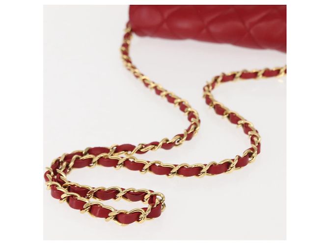 CHANEL Borsa a Spalla Matelassé in Pelle di Agnello Rossa Oro CC Auth 147088 Rosso D'oro - vista 7