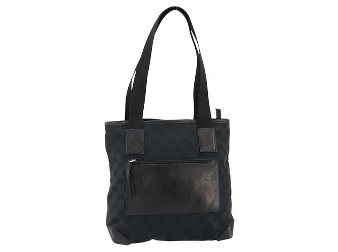Borsa Tote GG Canvas Gucci Nera 019 0402 Auth yk19746 Nero - vista 13
