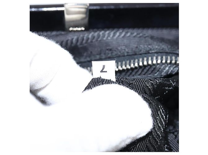 PRADA Borsa a mano in nylon nero argento Auth 150413 - vista 11
