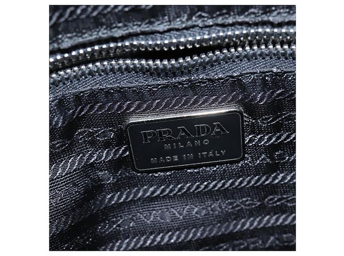 PRADA Borsa a mano in nylon nero argento Auth 150413 - vista 19
