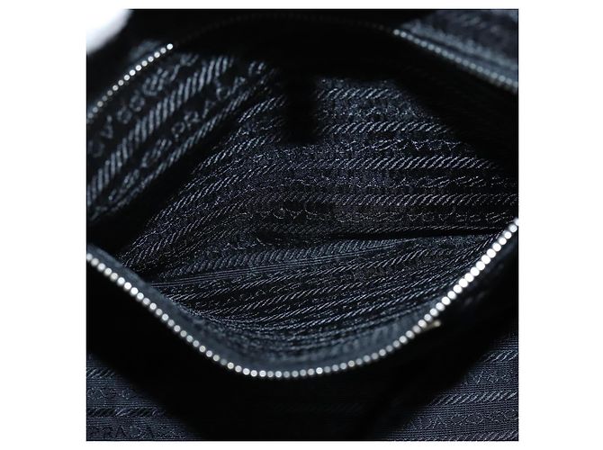 PRADA Borsa a mano in nylon nero argento Auth 150413 - vista 22