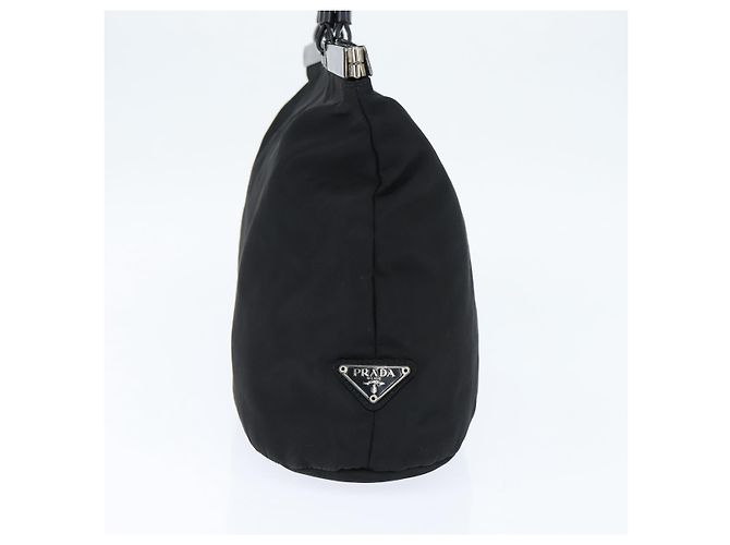 PRADA Borsa a mano in nylon nero argento Auth 150413 - vista 3