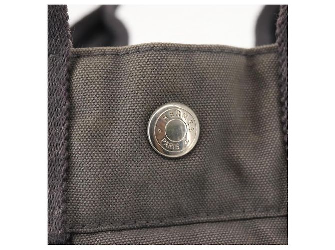 Hermès HERMES Borsa Fourre Tout PM Tela Grigia Argento Auth 144332 Marrone - vista 17