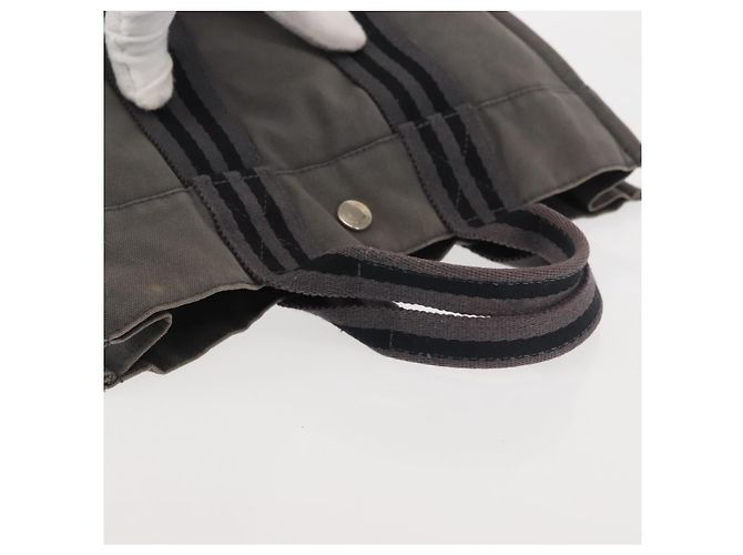 Hermès HERMES Borsa Fourre Tout PM Tela Grigia Argento Auth 144332 Marrone - vista 7