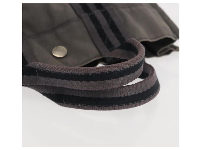 Hermès HERMES Borsa Fourre Tout PM Tela Grigia Argento Auth 144332 Marrone - vista 8