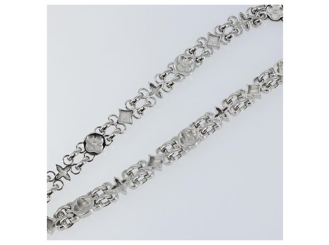 LOUIS VUITTON Cintura a Spalla in Catena Metal 23,2"" Argento LV Auth 150649 - vista 8