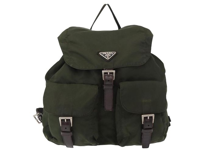 PRADA Backpack Nylon Khaki Silver Auth 151269 Silvery - view 13