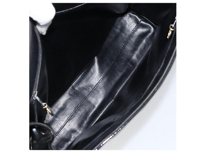 Borsa a Spalla CHANEL Smalto Nero Oro CC Auth bs30719 D'oro - vista 10