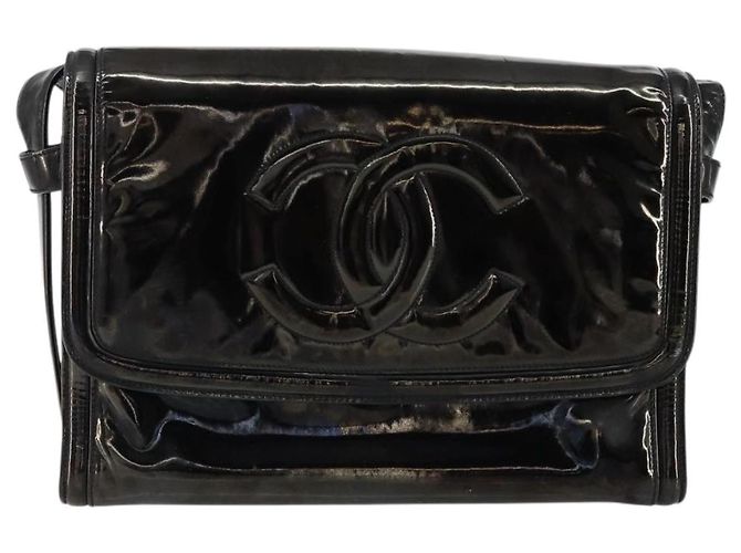 Borsa a Spalla CHANEL Smalto Nero Oro CC Auth bs30719 D'oro - vista 13