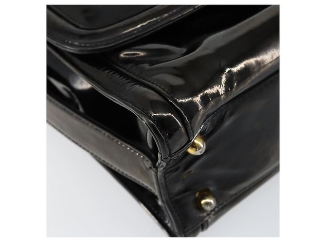 Borsa a Spalla CHANEL Smalto Nero Oro CC Auth bs30719 D'oro - vista 15