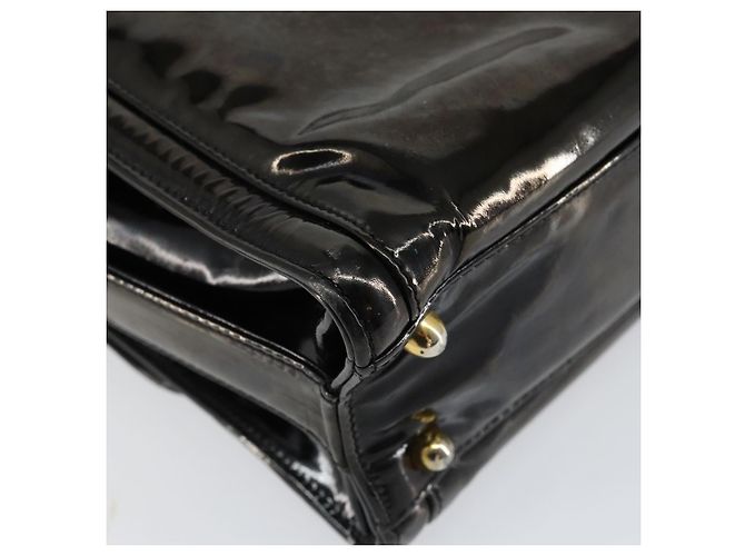 Borsa a Spalla CHANEL Smalto Nero Oro CC Auth bs30719 D'oro - vista 17