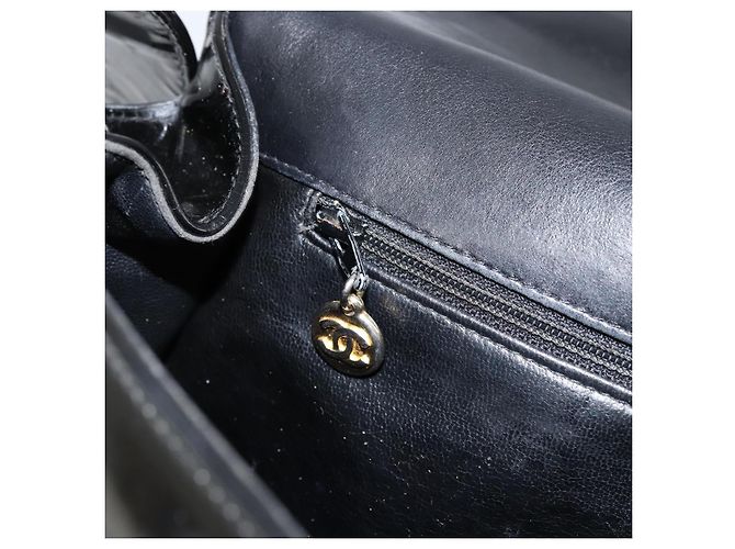 Borsa a Spalla CHANEL Smalto Nero Oro CC Auth bs30719 D'oro - vista 21