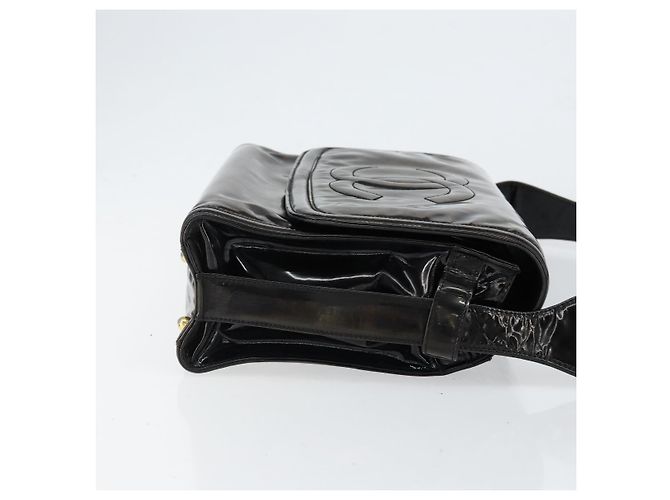 Borsa a Spalla CHANEL Smalto Nero Oro CC Auth bs30719 D'oro - vista 3