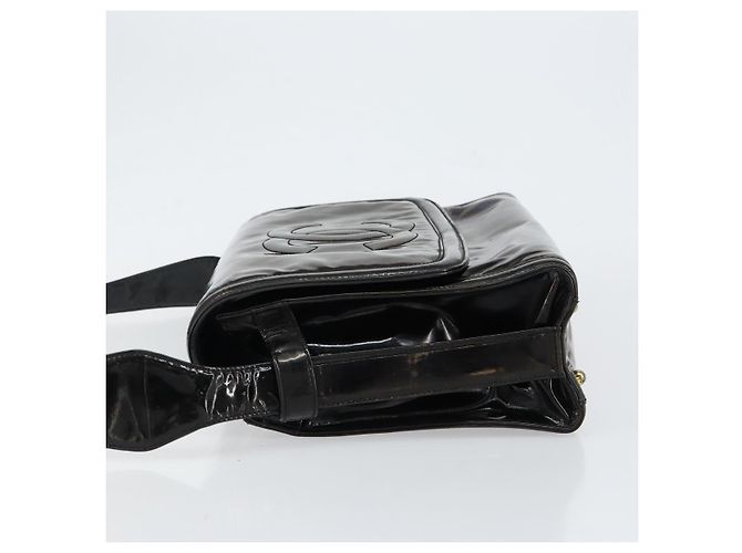 Borsa a Spalla CHANEL Smalto Nero Oro CC Auth bs30719 D'oro - vista 4