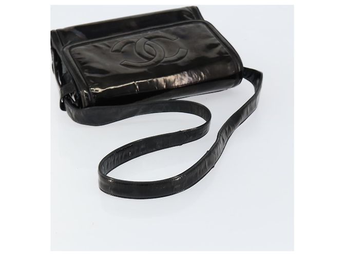 Borsa a Spalla CHANEL Smalto Nero Oro CC Auth bs30719 D'oro - vista 7