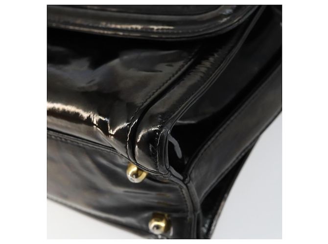 Borsa a Spalla CHANEL Smalto Nero Oro CC Auth bs30719 D'oro - vista 8