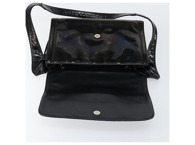 Borsa a Spalla CHANEL Smalto Nero Oro CC Auth bs30719 D'oro - vista 9