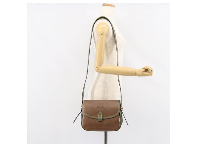 LOEWE Borsa a Spalla Anagram Pelle Oro Marrone Auth ep11747 D'oro - vista 23