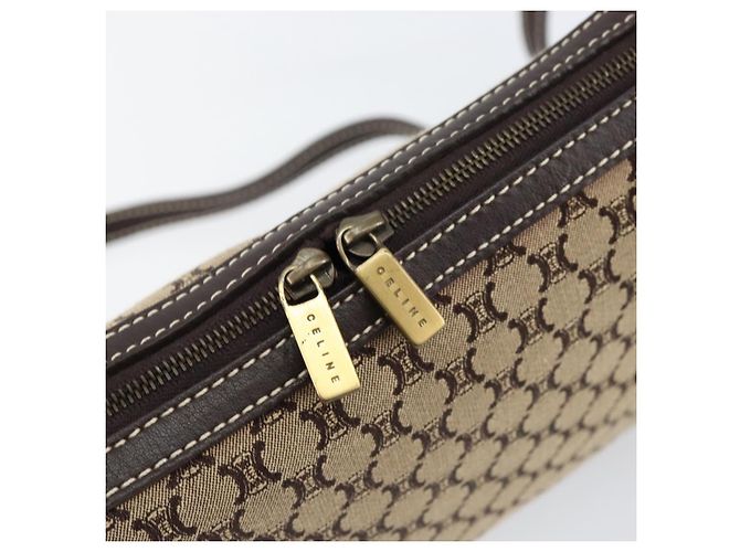 Céline Borsa a Spalla in Tela Macadam CELINE Beige Oro Auth ep11932 D'oro - vista 14