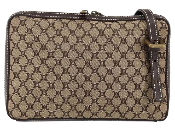 Céline Borsa a Spalla in Tela Macadam CELINE Beige Oro Auth ep11932 D'oro - vista 2