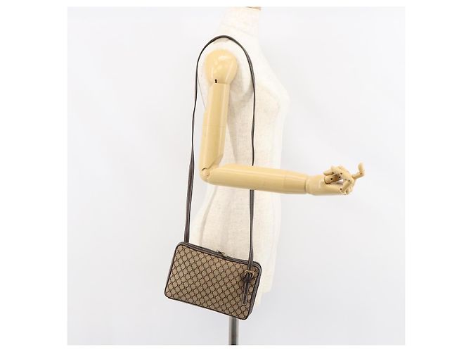 Céline Borsa a Spalla in Tela Macadam CELINE Beige Oro Auth ep11932 D'oro - vista 22