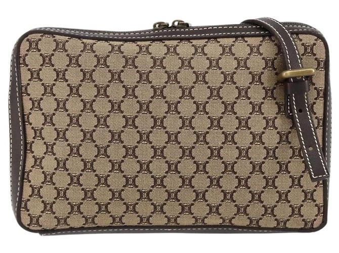 Céline Borsa a Spalla in Tela Macadam CELINE Beige Oro Auth ep11932 D'oro - vista 3