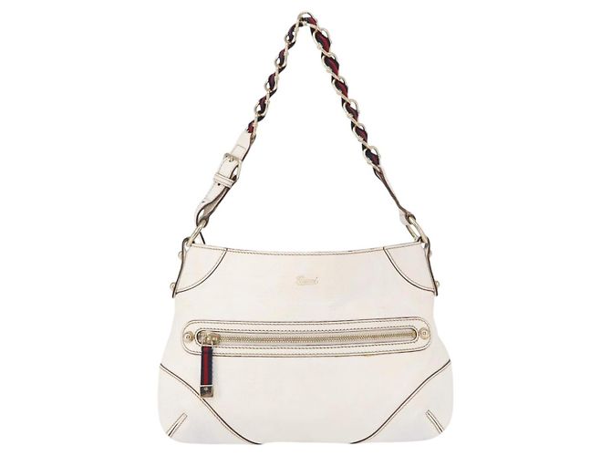 Sac à bandoulière en cuir Gucci Sherry Line avec chaîne blanche et dorée 153011 Auth ep11925 - vue 2